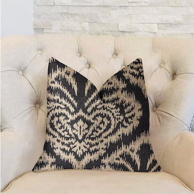 Plutus Floral Fantasy Black and Beige Luxury Decorative Throw Pillow