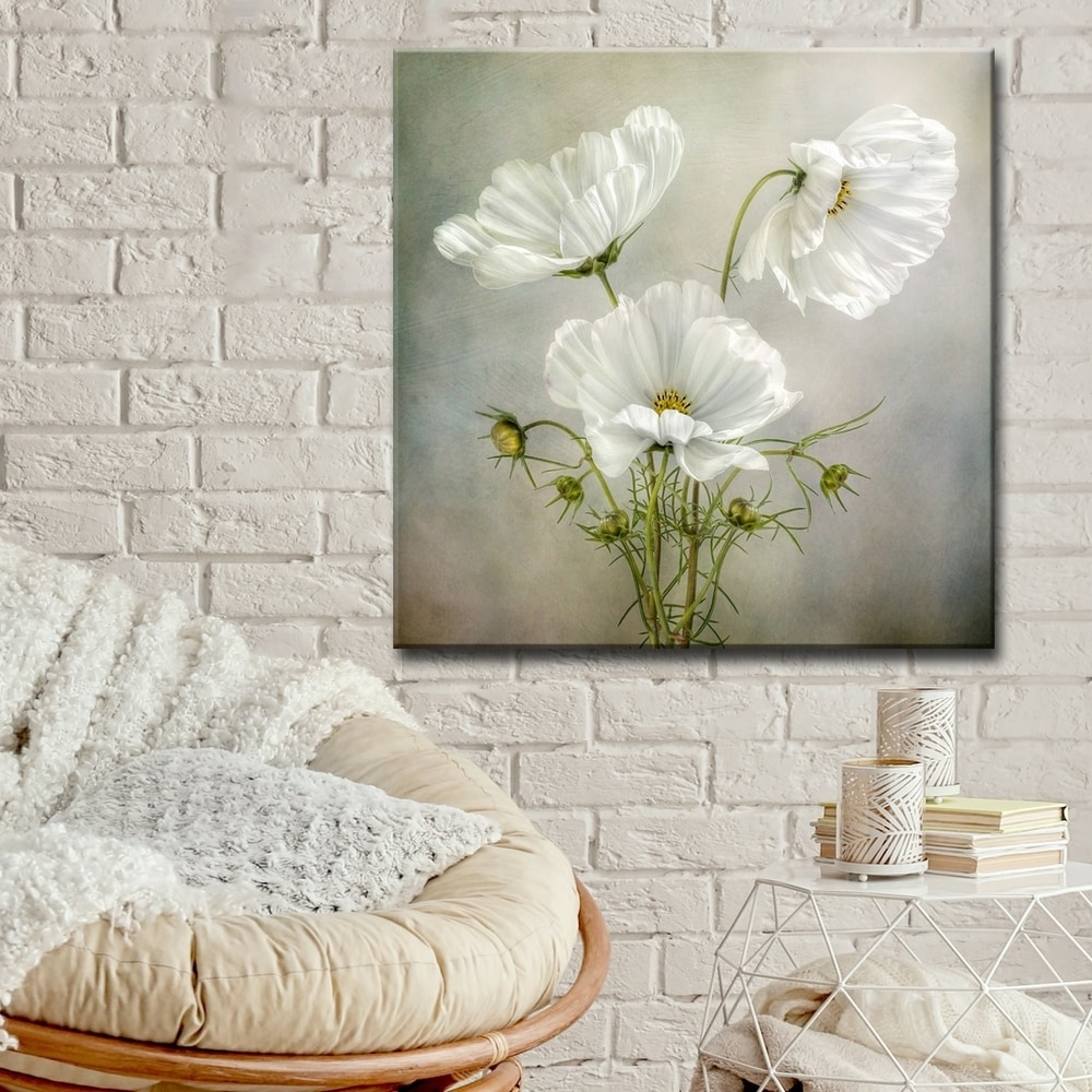 Bouquet Canvas Painting Decor Billy Jacobs Red Brick Wall Chair Flowers Small