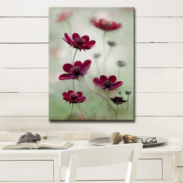 slide 2 of 5, Cosmos Sway' Floral Wrapped Canvas Wall Art