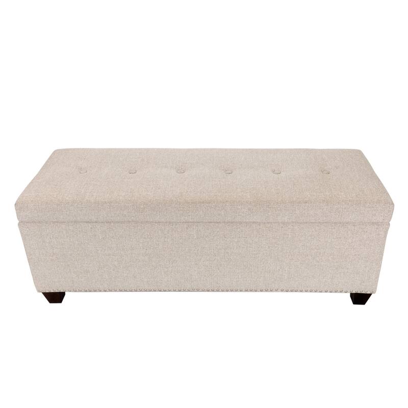 SOLE SECRET DUO 6 Button Nail Linen & Shoe Storage Bench - NOVA - camel