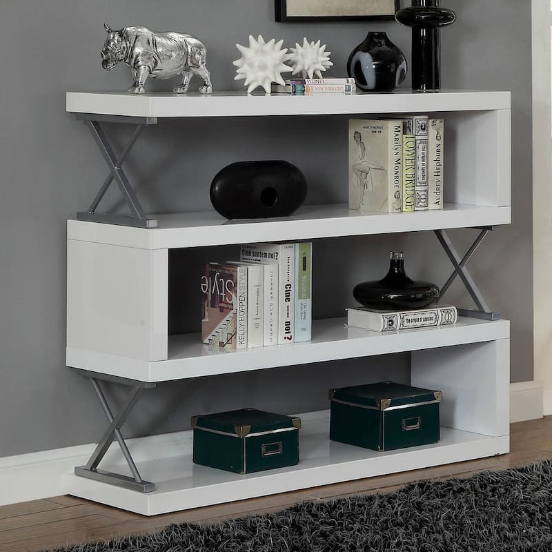 Loop Contemporary Metal 4-Tier Open Back Bookcase by Furniture of America
