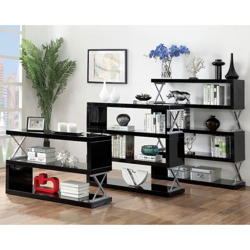 Loop Modern 5-Tier S-shaped Bookcase with X-shaped Metal by Furniture of America