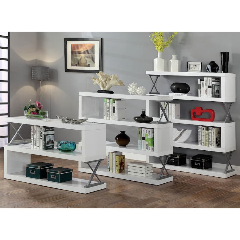Loop Modern 5-Tier S-shaped Bookcase with X-shaped Metal by Furniture of America
