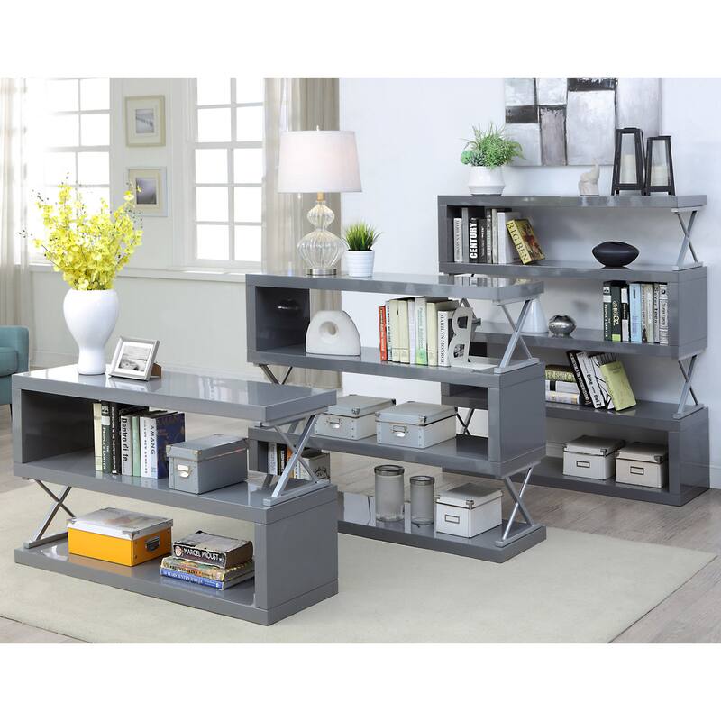 Loop Modern 5-Tier S-shaped Bookcase with X-shaped Metal by Furniture of America