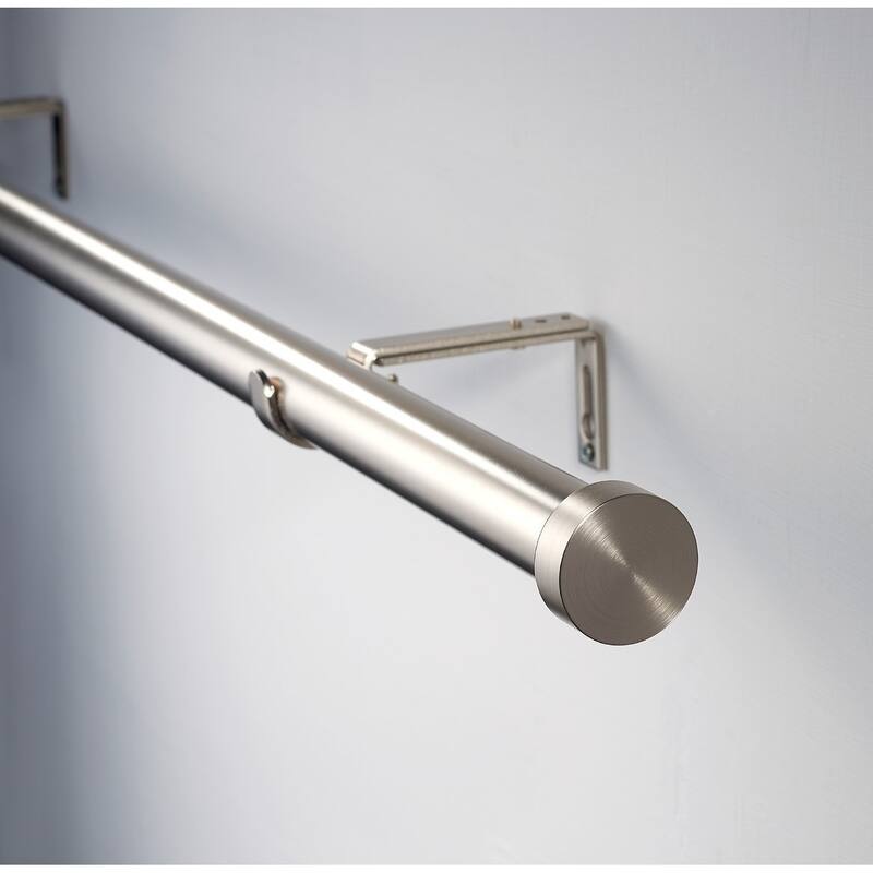 Linen Avenue Satin Nickel Double Window Curtain Rod Set
