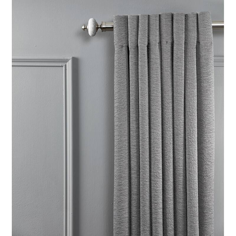 Linen Avenue Satin Nickel Double Window Curtain Rod Set - grey stone cap double - 48 to 86 inches