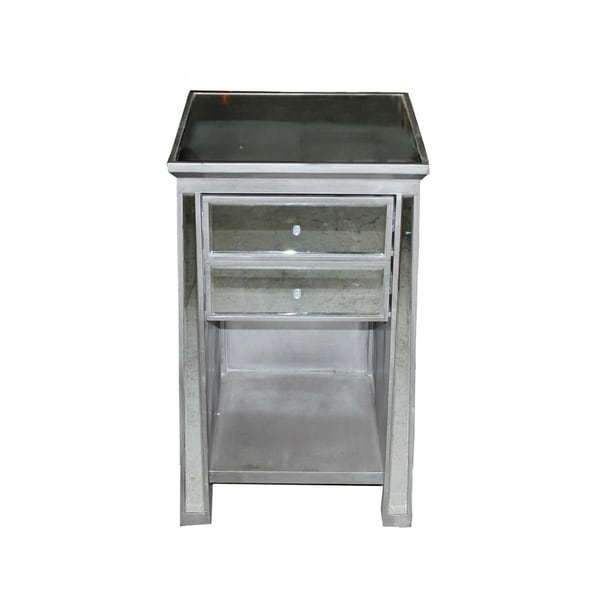 Drake Grey Metal Mirrored Nightstand