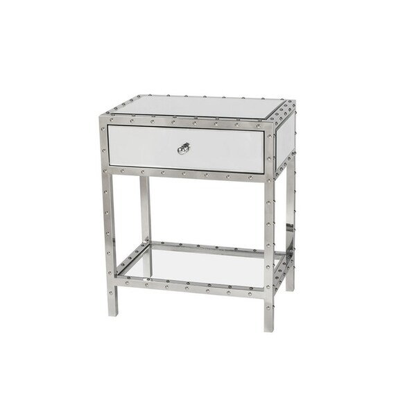 Studded Mirrored Nightstand