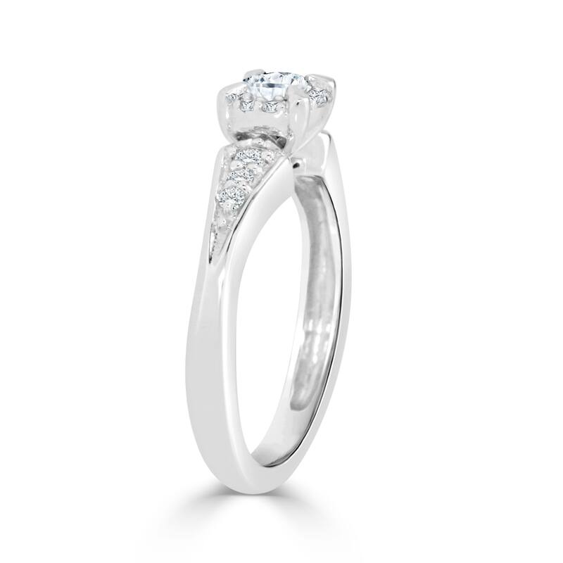 Auriya 14k Gold 3/8ct TDW Round Diamond Halo Engagement Ring (H-I, I1-I2)