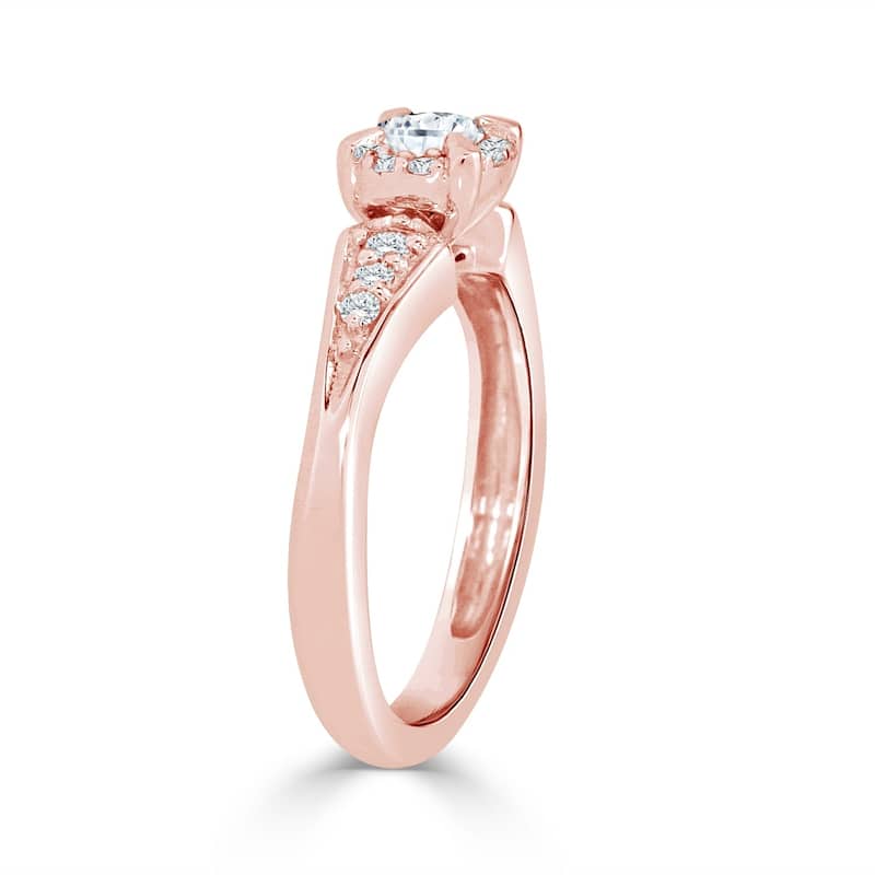 Auriya 14k Gold 3/8ct TDW Round Diamond Halo Engagement Ring (H-I, I1-I2)