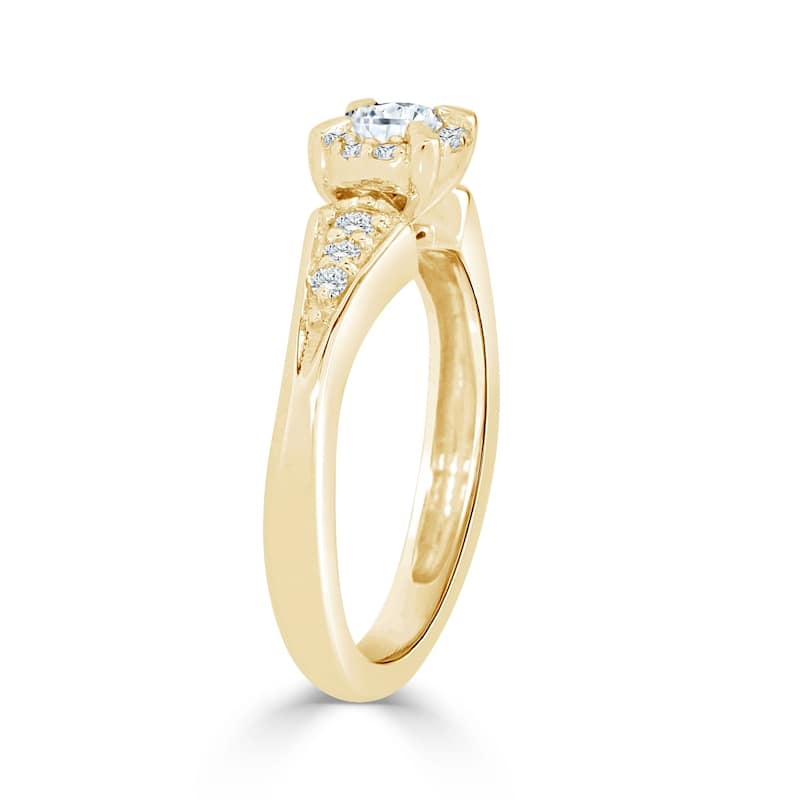 Auriya 14k Gold 3/8ct TDW Round Diamond Halo Engagement Ring (H-I, I1-I2)