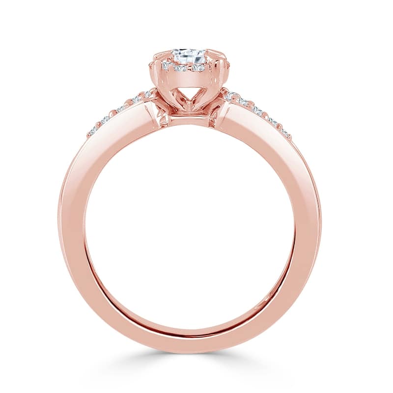 Auriya 14k Gold 3/8ct TDW Round Diamond Halo Engagement Ring (H-I, I1-I2)
