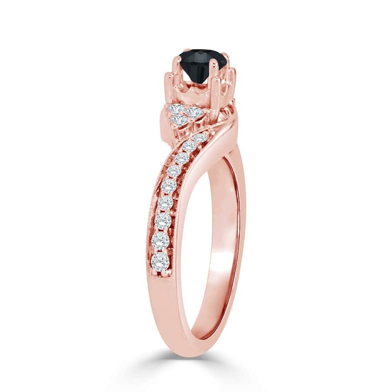 Auriya 14k Gold 5/8ct TDW Curved Round Black Diamond Engagement Ring (H-I, I1-I2)