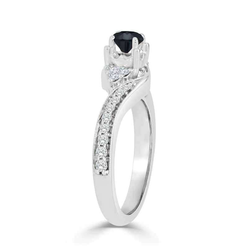 Auriya 14k Gold 5/8ct TDW Curved Round Black Diamond Engagement Ring (H-I, I1-I2)