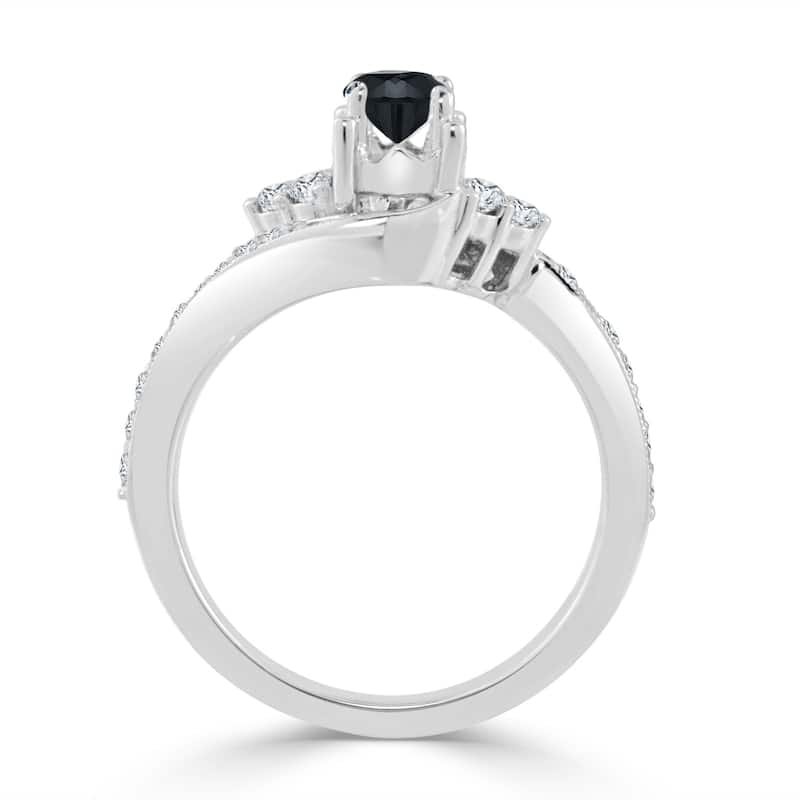 Auriya 14k Gold 5/8ct TDW Curved Round Black Diamond Engagement Ring (H-I, I1-I2)
