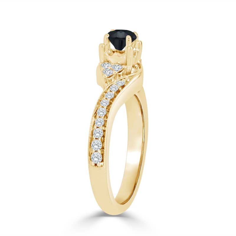 Auriya 14k Gold 5/8ct TDW Curved Round Black Diamond Engagement Ring (H-I, I1-I2)