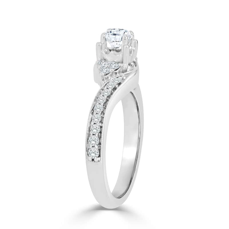 Auriya 14k Gold 5/8ct TDW Curved Round Diamond Engagement Ring (H-I, I1-I2)