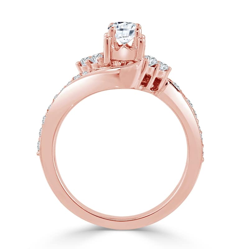 Auriya 14k Gold 5/8ct TDW Curved Round Diamond Engagement Ring (H-I, I1-I2)
