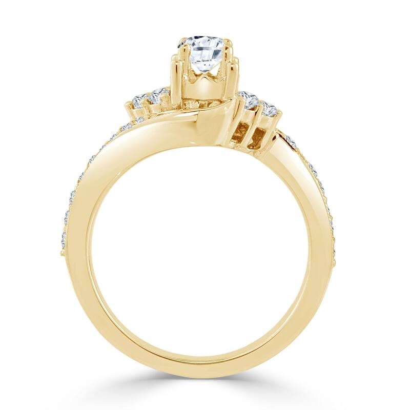 Auriya 14k Gold 5/8ct TDW Curved Round Diamond Engagement Ring (H-I, I1-I2)
