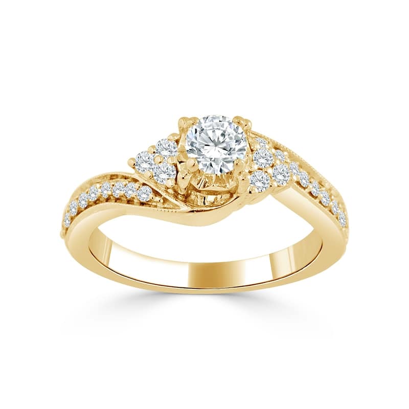 Auriya 14k Gold 5/8ct TDW Curved Round Diamond Engagement Ring (H-I, I1-I2)