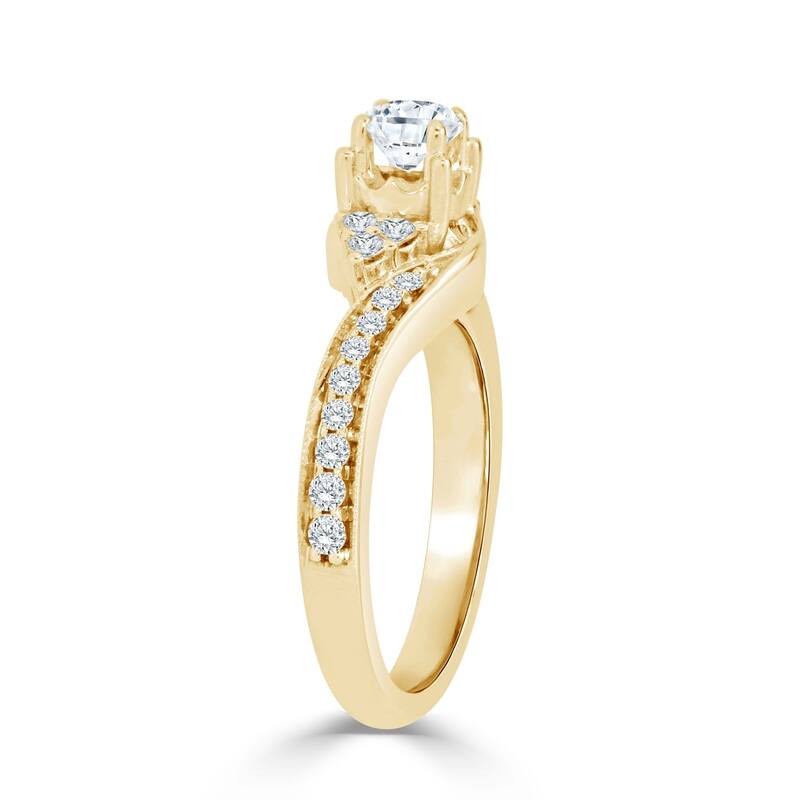 Auriya 14k Gold 5/8ct TDW Curved Round Diamond Engagement Ring (H-I, I1-I2)