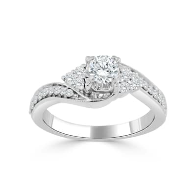 Auriya 14k Gold 5/8ct TDW Curved Round Diamond Engagement Ring (H-I, I1-I2)