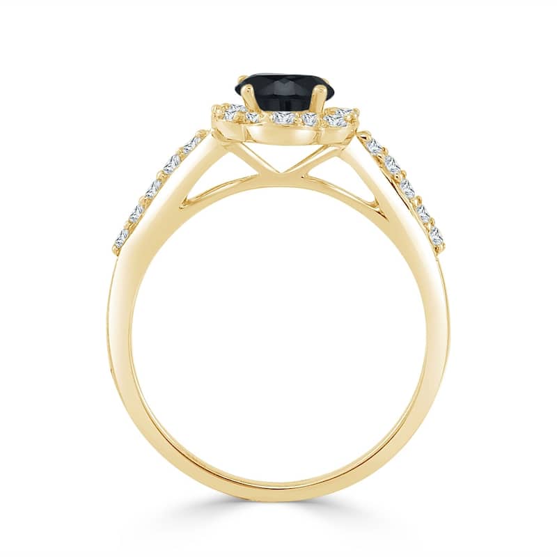 Auriya 14k Gold 3/4ctw Delicate Floral Black Diamond Halo Engagement Ring (H-I, I1-I2)