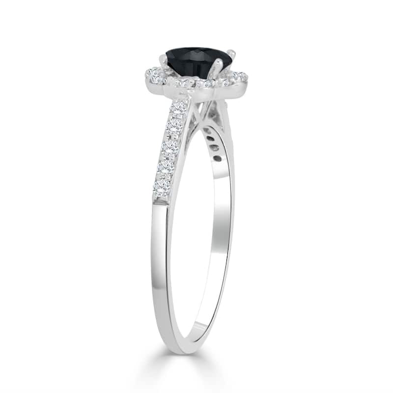 Auriya 14k Gold 3/4ctw Delicate Floral Black Diamond Halo Engagement Ring (H-I, I1-I2)