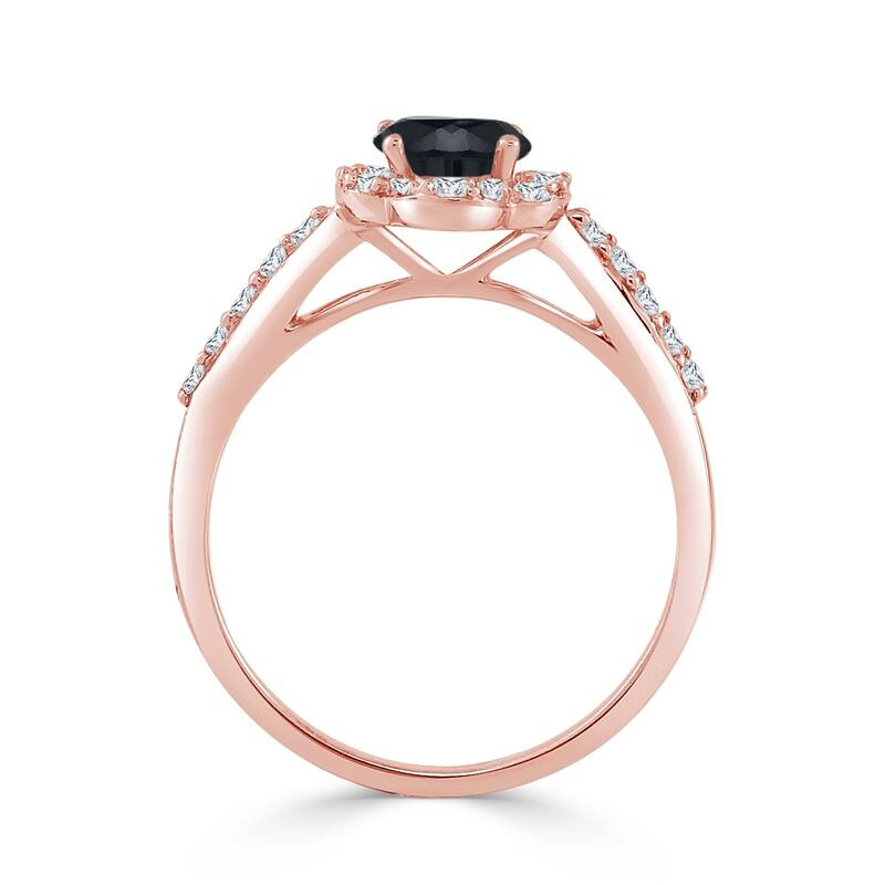Auriya 14k Gold 3/4ctw Delicate Floral Black Diamond Halo Engagement Ring (H-I, I1-I2)