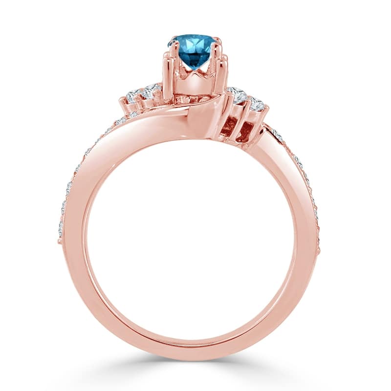 Auriya 14k Gold 5/8ct TDW Curved Round Blue Diamond Engagement Ring (H-I, I1-I2)