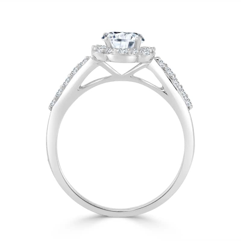 Auriya 14k Gold 3/4ct TDW Round Floral-Shaped Diamond Halo Engagement Ring (H-I, I1-I2)