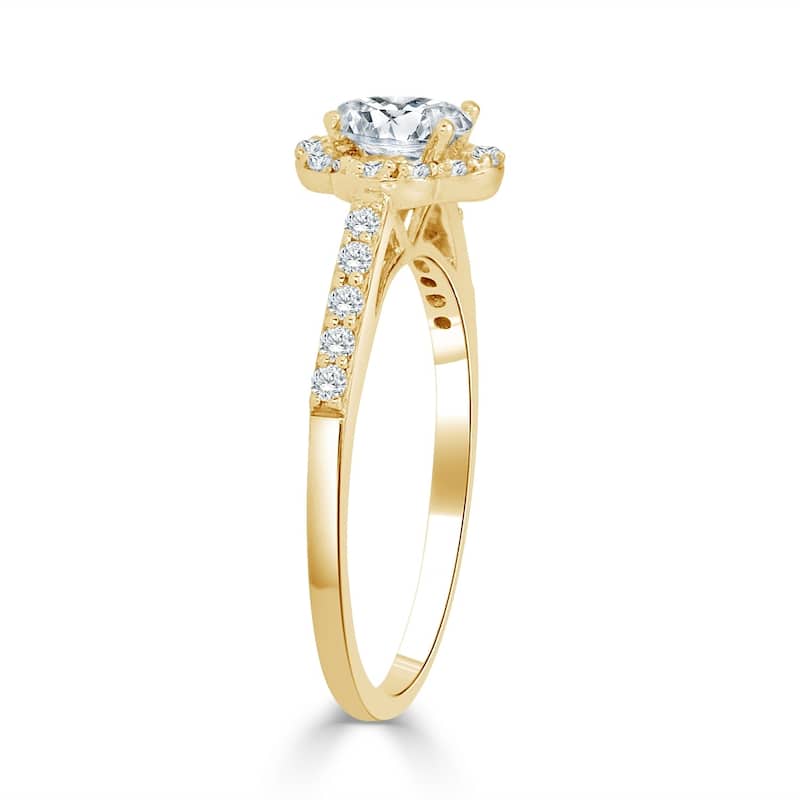Auriya 14k Gold 3/4ct TDW Round Floral-Shaped Diamond Halo Engagement Ring (H-I, I1-I2)