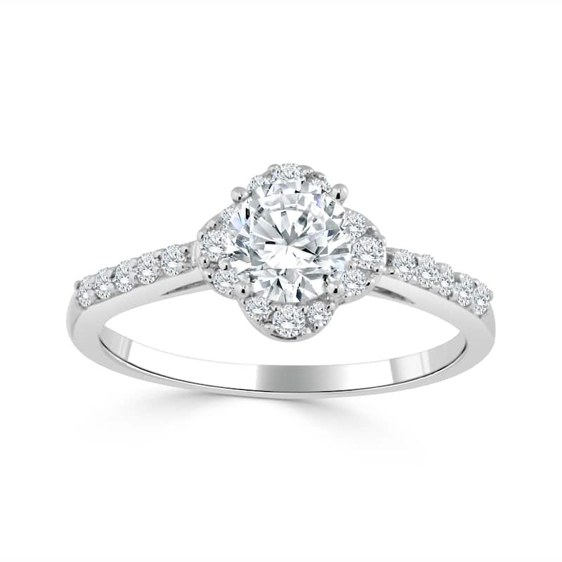 Auriya 14k Gold 3/4ct TDW Round Floral-Shaped Diamond Halo Engagement Ring (H-I, I1-I2)