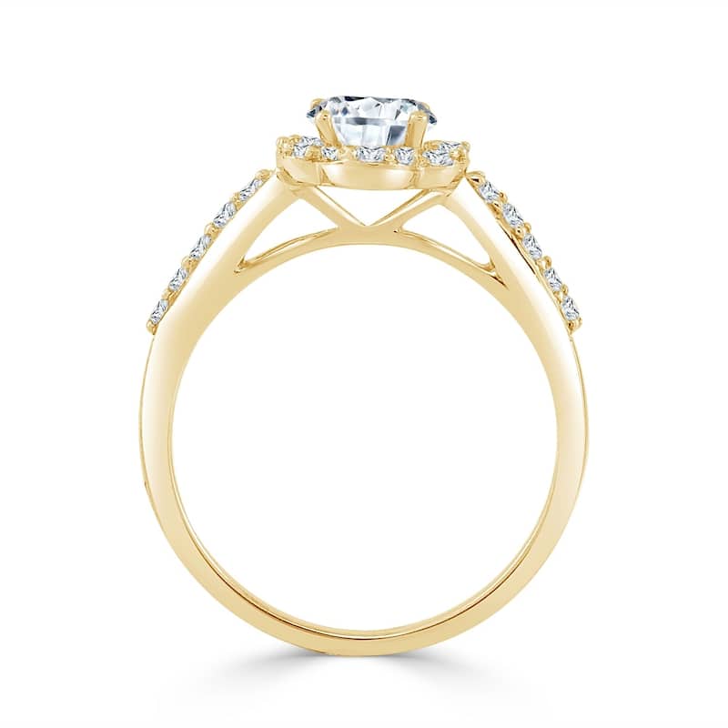 Auriya 14k Gold 3/4ct TDW Round Floral-Shaped Diamond Halo Engagement Ring (H-I, I1-I2)