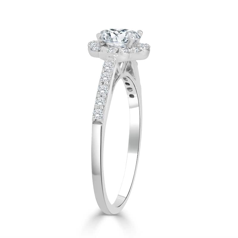 Auriya 14k Gold 3/4ct TDW Round Floral-Shaped Diamond Halo Engagement Ring (H-I, I1-I2)