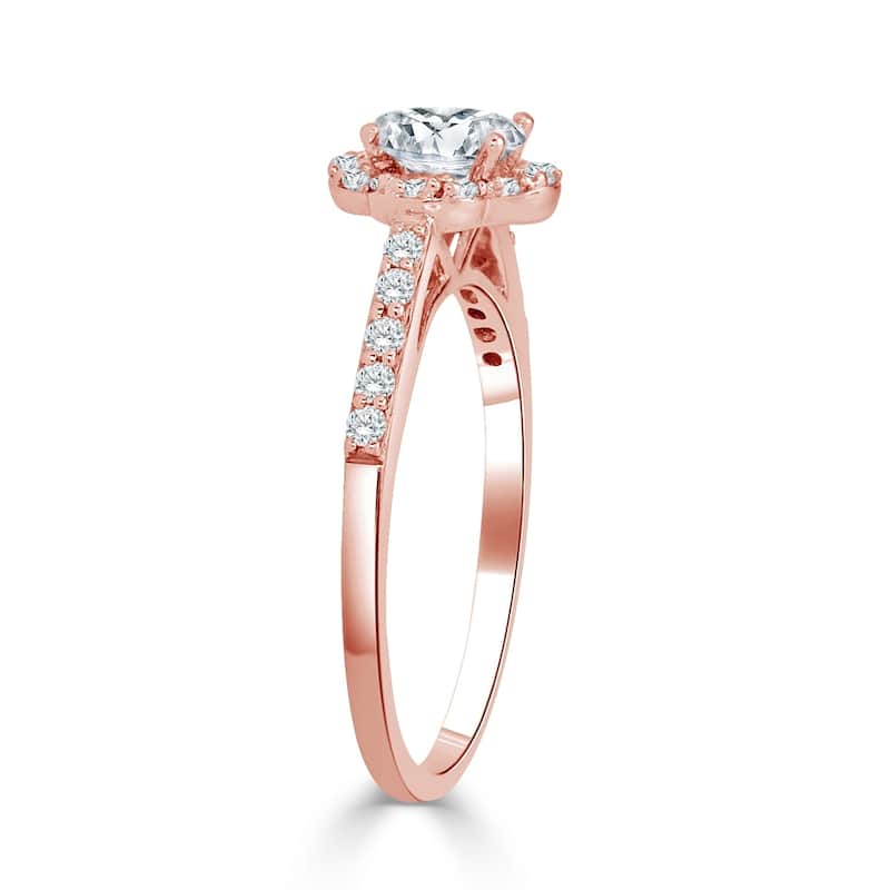 Auriya 14k Gold 3/4ct TDW Round Floral-Shaped Diamond Halo Engagement Ring (H-I, I1-I2)
