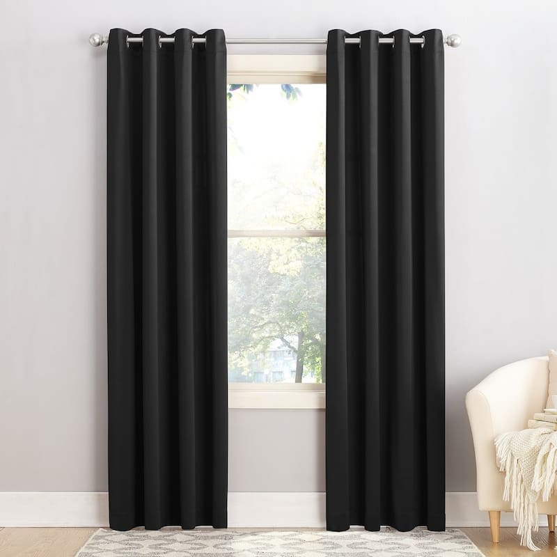 Porch & Den Nantahala Room Darkening Grommet Curtain Panel, Single Panel - 54 x 95 - Black