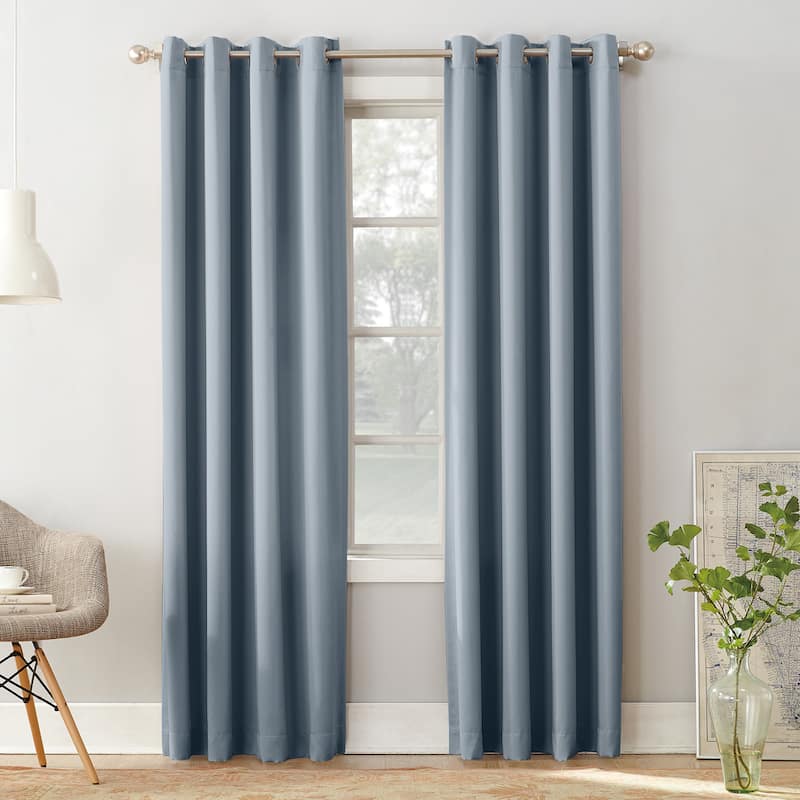 Porch & Den Nantahala Room Darkening Grommet Curtain Panel, Single Panel - 54 x 84 - Vintage Blue