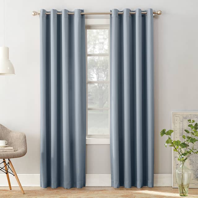 Porch & Den Nantahala Room Darkening Grommet Curtain Panel, Single Panel - 54 x 84 - Vintage Blue