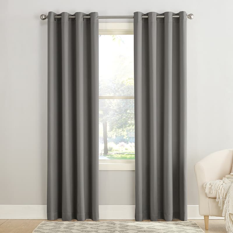 Porch & Den Nantahala Room Darkening Grommet Curtain Panel, Single Panel - 54 x 63 - Steel Grey