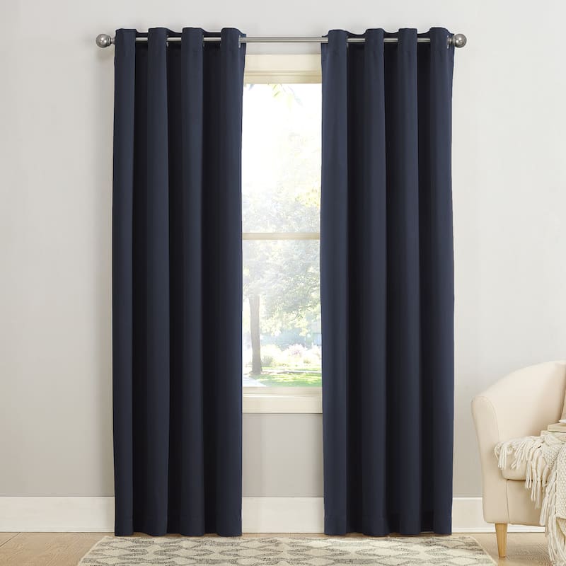 Porch & Den Nantahala Room Darkening Grommet Curtain Panel, Single Panel - 54 x 63 - Navy