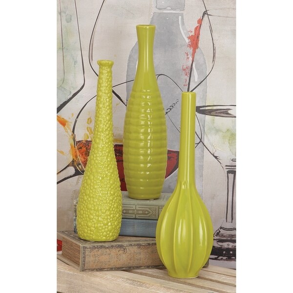The Curated Nomad Gunnerman Yellow Ceramic Vase (Set of 3)