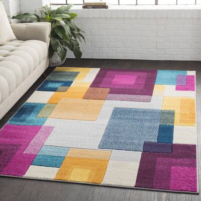 Carson Carrington Vanda Geometric Abstract Modern Multicolor Area Rug - 5'3" x 7'6"