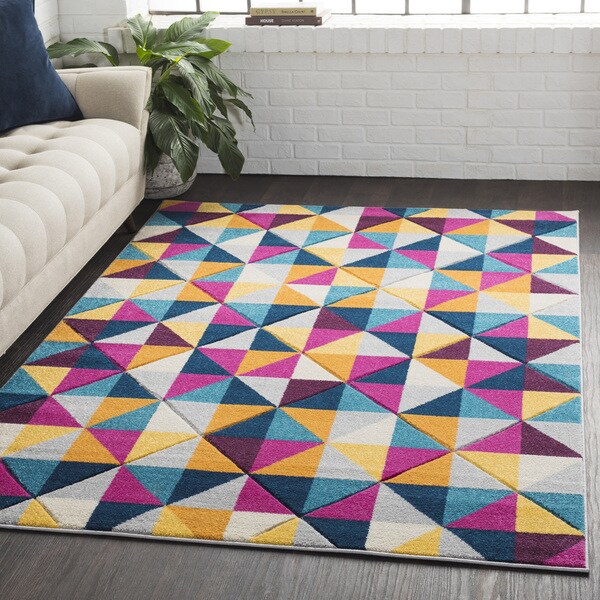 Carson Carrington Tarm Geometric Abstract Modern Yellow/Pink Area Rug - 7'10" x 10'3"