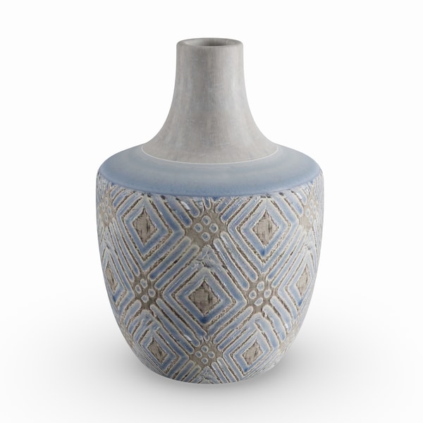 Carson Carrington Alavus 10-inch Traditional Ceramic Stout Geometric Weave Vase
