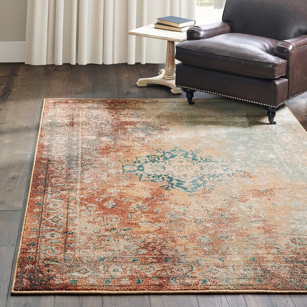 Carson Carrington Vedde Distressed Traditional Rust/ Gold Area Rug - 9'10" x 12'10"