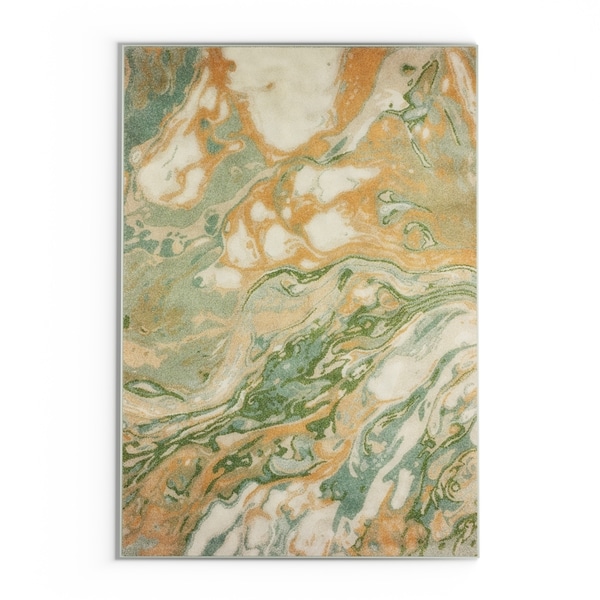 Carson Carrington Froya Contemporary Abstract Green/Gold Area Rug - 6'7" x 9'6"