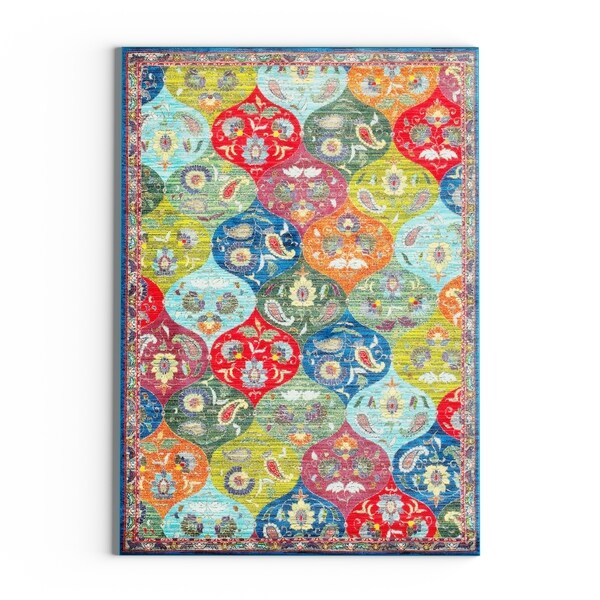 Carson Carrington Brahestad Floral Panel Multicolored/ Blue Polypropylene Area Rug - 1'10" x 3'
