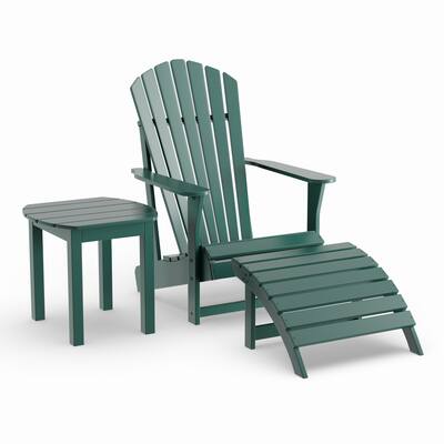 Hunter Green 3-piece Adirondack Wood Chair/ Side Table Set