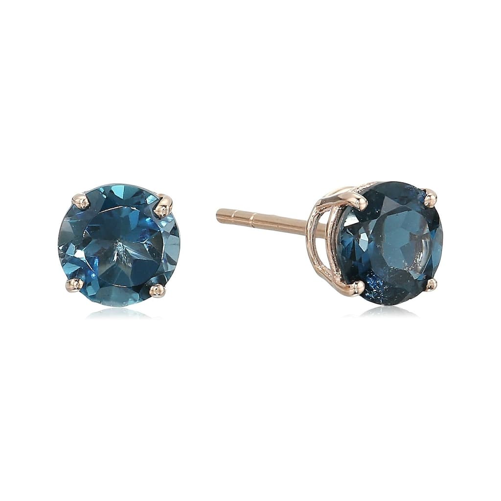 10kt White Gold London Blue Topaz Round Stud Earrings